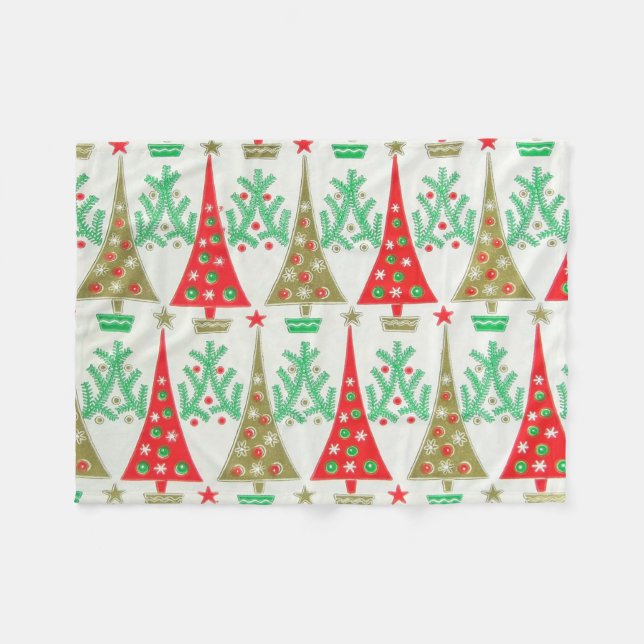 1950s Cartoon Christmas Tree Fleece Blanket (Front (Horizontal))