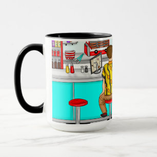 1950's Couple Holding Hands at Diner    Mug