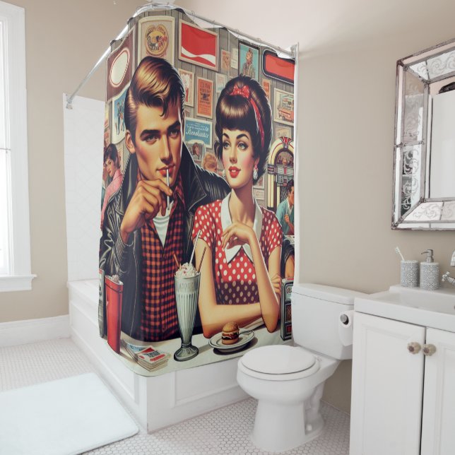 1950s Couple Shower Curtain (In Situ)