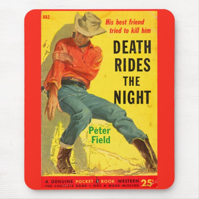 1950s Death Rides the Night western book cover Mouse Mat (Front)