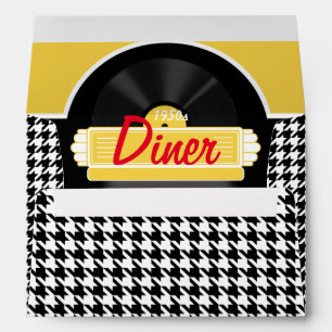 1950s Diner black & white checkered retro Envelope