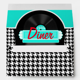 1950s Diner black & white chequered retro Envelope