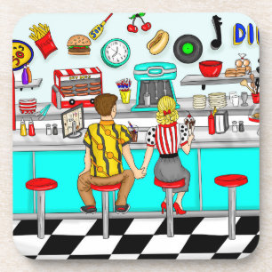 1950's Diner   Couple Holding Hands   Coaster