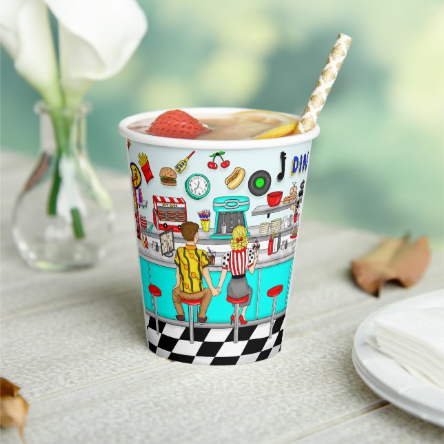 1950's Diner | Couple Holding Hands   Paper Cups (Insitu)
