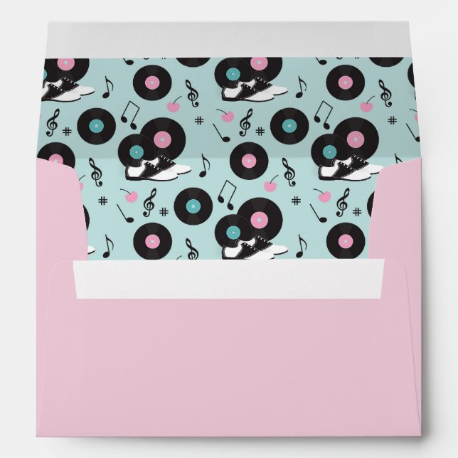 1950s Diner Pink and Blue Party Envelope – Retro S (Back (Bottom))