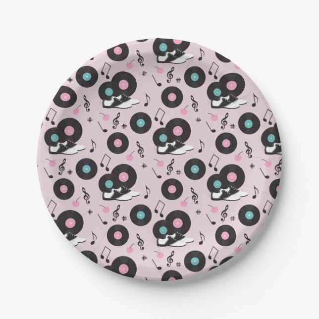 1950s Diner Saddle Shoes Paper Plates – Retro Sock (Front)