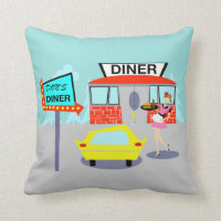 1950's Diner Throw Pillow