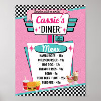 1950's Diner Vintage Menu Poster