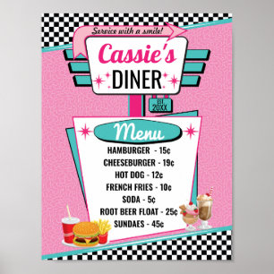 1950's Diner Vintage Menu Poster