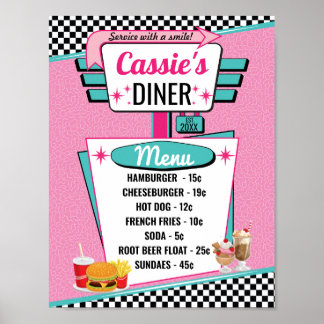1950's Diner Vintage Menu Poster