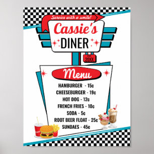 1950's Diner Vintage Menu Poster