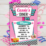 1950's Diner Vintage Menu Poster<br><div class="desc">Celebrating your next special birthday or celebration in the timeless 1950's Diner theme. Go all out and create these cute customised diner poster menus! These feature teal, white, pink and black, with checked pattern and a 1950's Invite Central also has matching invitations and favour tags and other party printables in...</div>