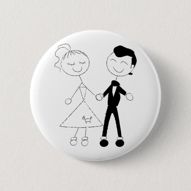 1950s Dressed Up Couple 6 Cm Round Badge (Front)