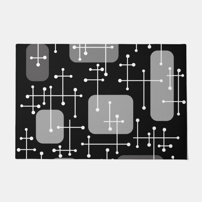 1950s Eames Era Art Crosshairs Black White Doormat (Front)