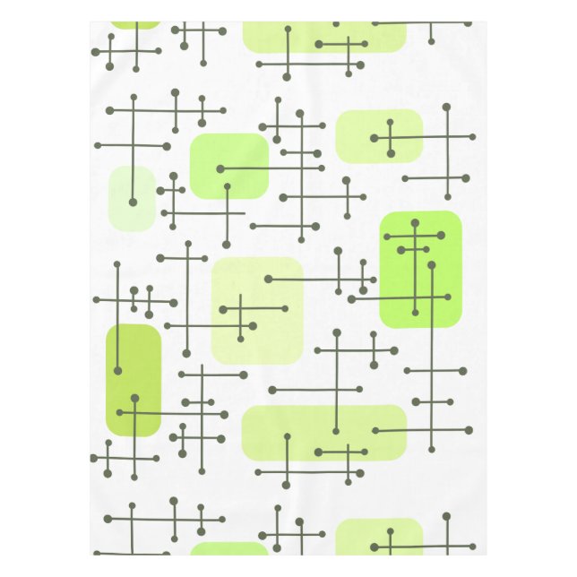 1950s Eames Era Art Crosshairs Chartreuse Tablecloth (Front)