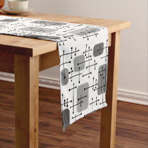 1950s Eames Era Art Crosshairs Gray Short Table Runner