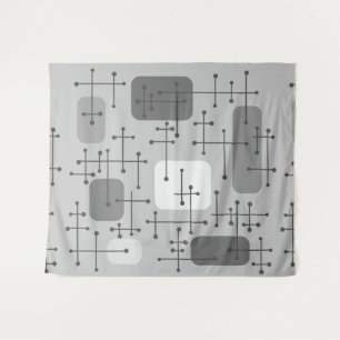 1950s Eames Era Art Crosshairs Grey Tapestry