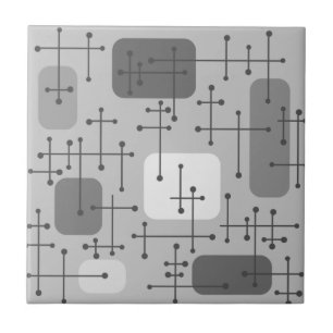 1950s Eames Era Art Crosshairs Grey Tile