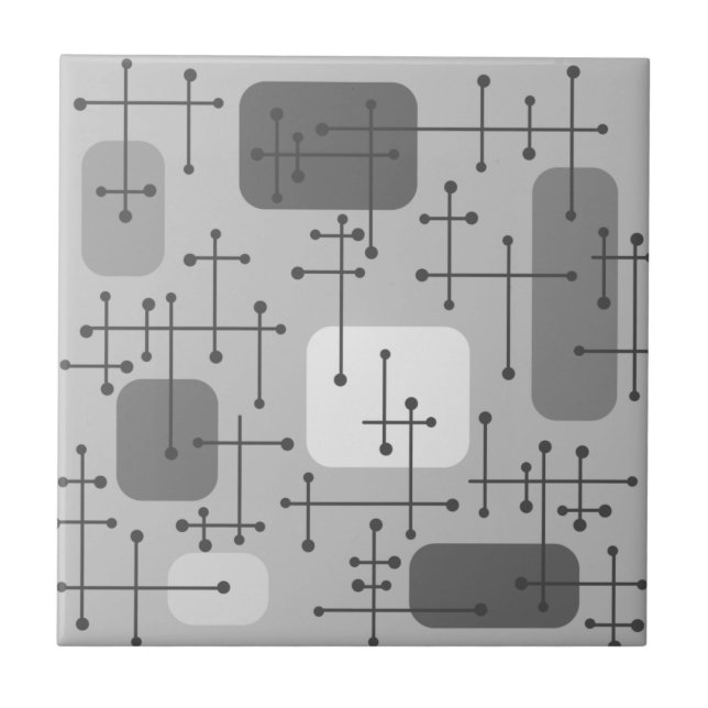 1950s Eames Era Art Crosshairs Grey Tile (Front)