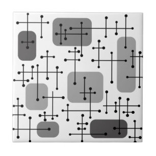 1950s Eames Era Art Crosshairs Grey Tile