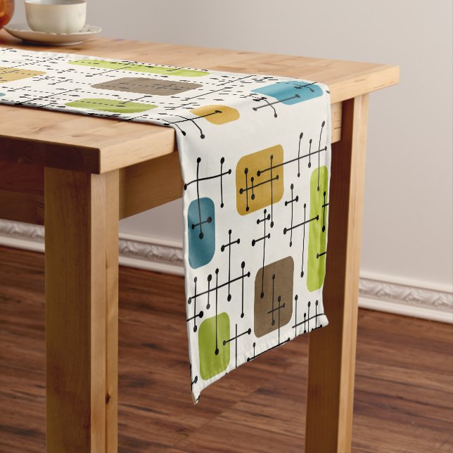 1950s Eames Era Art Crosshairs Short Table Runner (In Situ)
