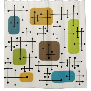 1950s Eames Era Art Crosshairs Shower Curtain