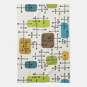 1950s Eames Era Art Crosshairs Tea Towel