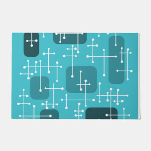 1950s Eames Era Art Crosshairs Turquoise Doormat