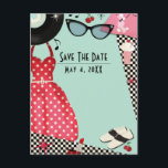1950's Fifties Dress Up Retro Vintage Save Date Announcement Postcard<br><div class="desc">1950's Fifties Dress Up Retro Vintage Save Date Postcard. Customise with any text.</div>