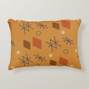 1950s Geometric Abstract Art Burnt Orange Decorative Cushion