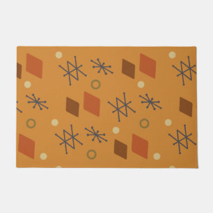 1950s Geometric Abstract Art Burnt Orange Doormat