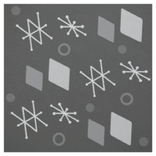 1950s Geometric Abstract Art Dark Grey Fabric
