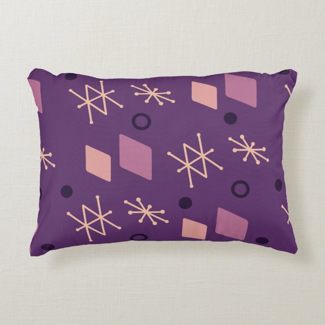 1950s Geometric Abstract Art Purple Decorative Cushion (Front)