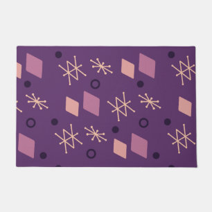 1950s Geometric Abstract Art Purple Doormat