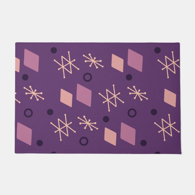 1950s Geometric Abstract Art Purple Doormat (Front)