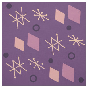 1950s Geometric Abstract Art Purple Fabric