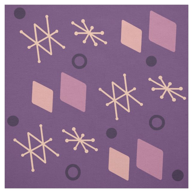 1950s Geometric Abstract Art Purple Fabric (Swatch)