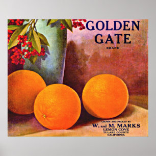 1950s Golden Gate Brand orange crate label Poster