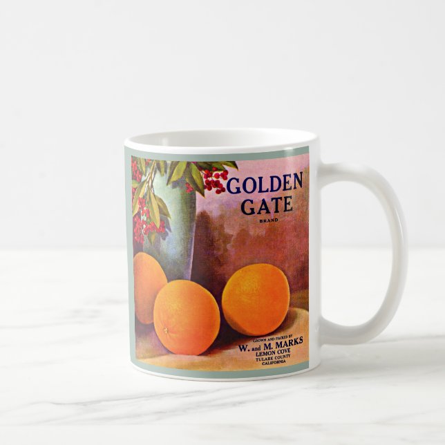  1950s Golden Gate Brand orange crate label print Coffee Mug (Right)