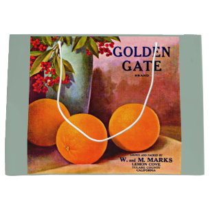 1950s Golden Gate Brand orange crate label print Large Gift Bag
