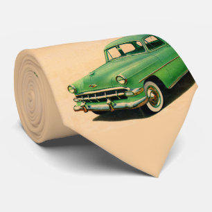 1950s green Chevy print Tie