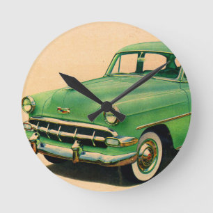 1950s green Chevy Round Clock