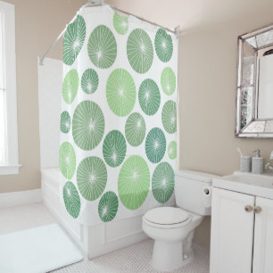 1950s Green Pinwheels Shower Curtain