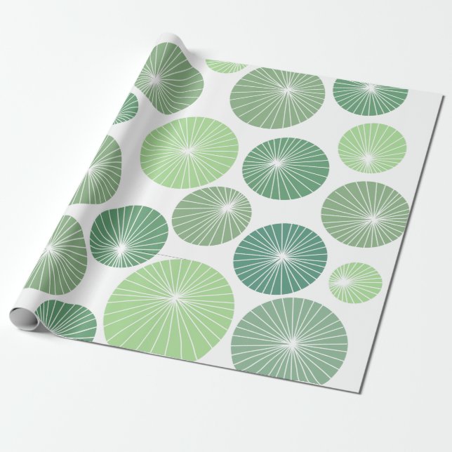 1950s Green Pinwheels  Wrapping Paper (Unrolled)