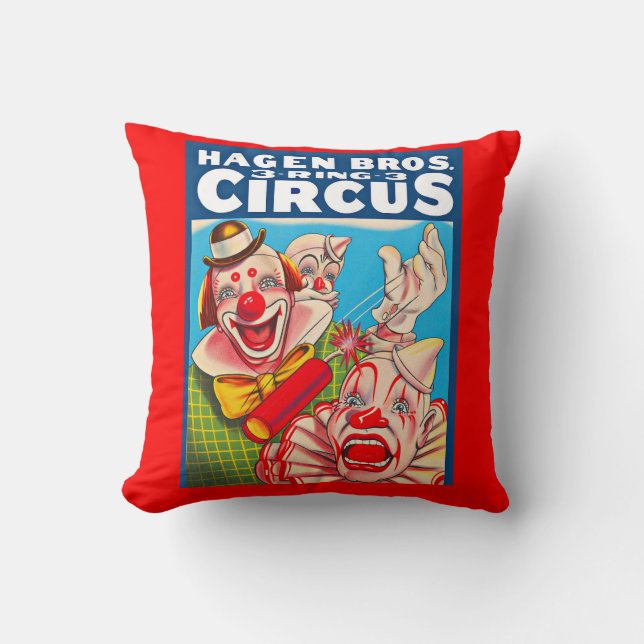 1950s Hagen Brothers Circus poster print Cushion (Front)