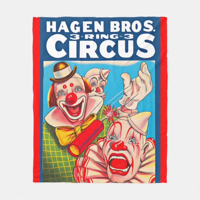 1950s Hagen Brothers Circus poster print Fleece Blanket (Front)