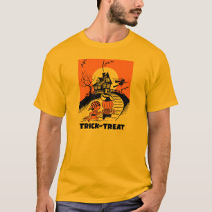 1950s Halloween Trick or Treat Haunted House T-Shirt