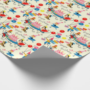 1950s Happy Birthday Wrapping Paper Mid Century