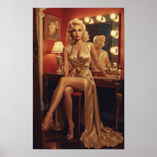 1950s Hollywood Starlet Pin-Up – Retro Poster