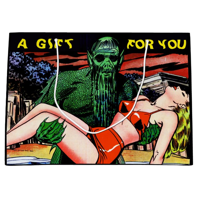 1950s Horror Comic A Gift for You Hope You Like It Large Gift Bag (Front)